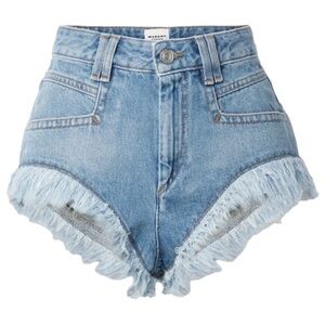 Stylish Blue Frayed Hem Jean Shorts 4 US